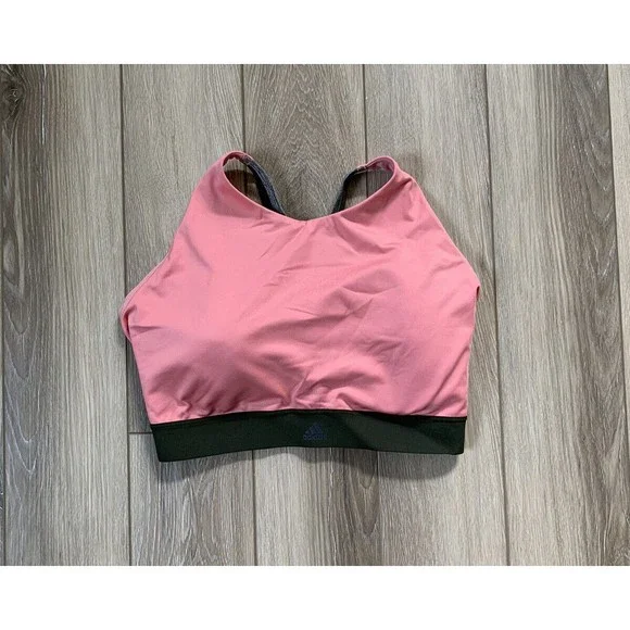 Adidas Pink Padded Racerback Sports Bra Womens Small - Picture 1 of 6